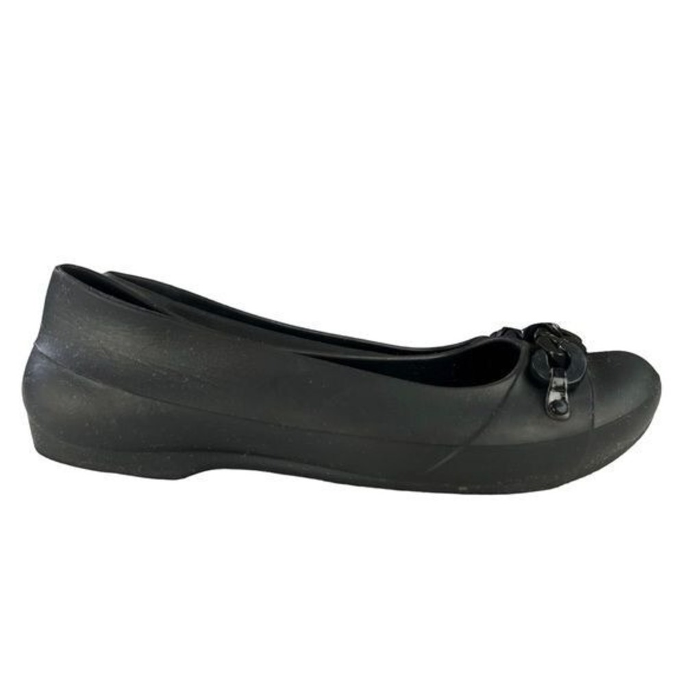 Crocs Gianna Flats Black Chain Detail Comfort Slip On Shoes Women W8 Casual Chic